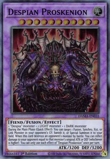YuGiOh Trading Card Game Dawn of Majesty Super Rare Despian Proskenion DAMA-EN035