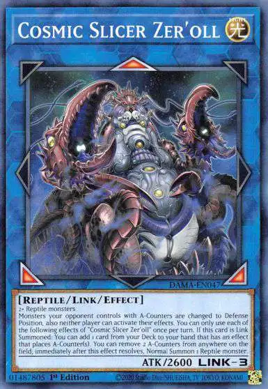 YuGiOh Trading Card Game Dawn of Majesty Common Cosmic Slicer Zer'oll DAMA-EN047