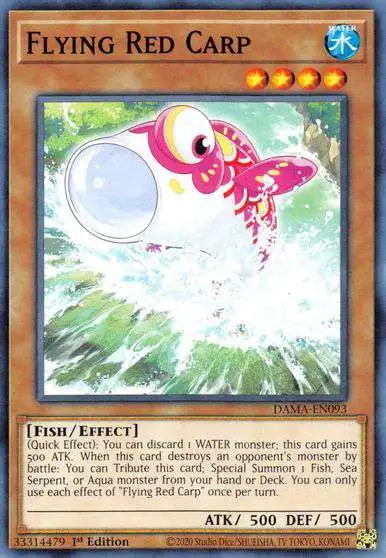 YuGiOh Trading Card Game Dawn of Majesty Common Flying Red Carp DAMA-EN093