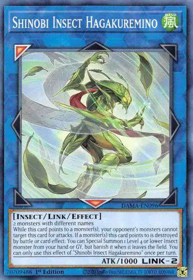 YuGiOh Trading Card Game Dawn of Majesty Common Shinobi Insect Hagakuremino DAMA-EN096
