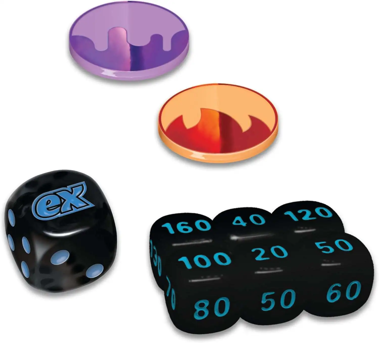 Pokemon Scarlet & Violet Black Bolt Damage Counter Dice, Coin-Flip Die & 2 Condition Markers
