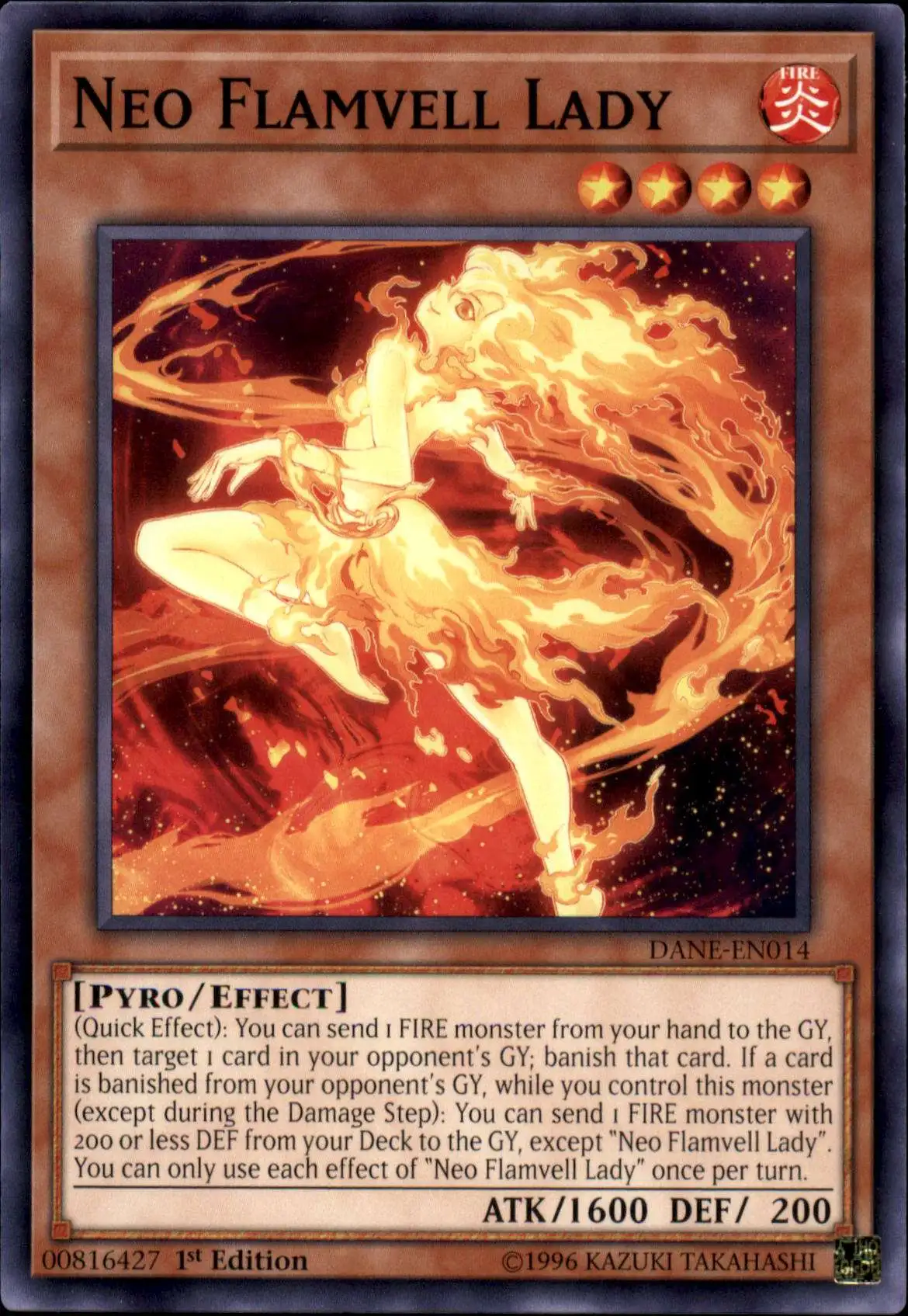 YuGiOh Dark Neostorm Common Neo Flamvell Lady DANE-EN014