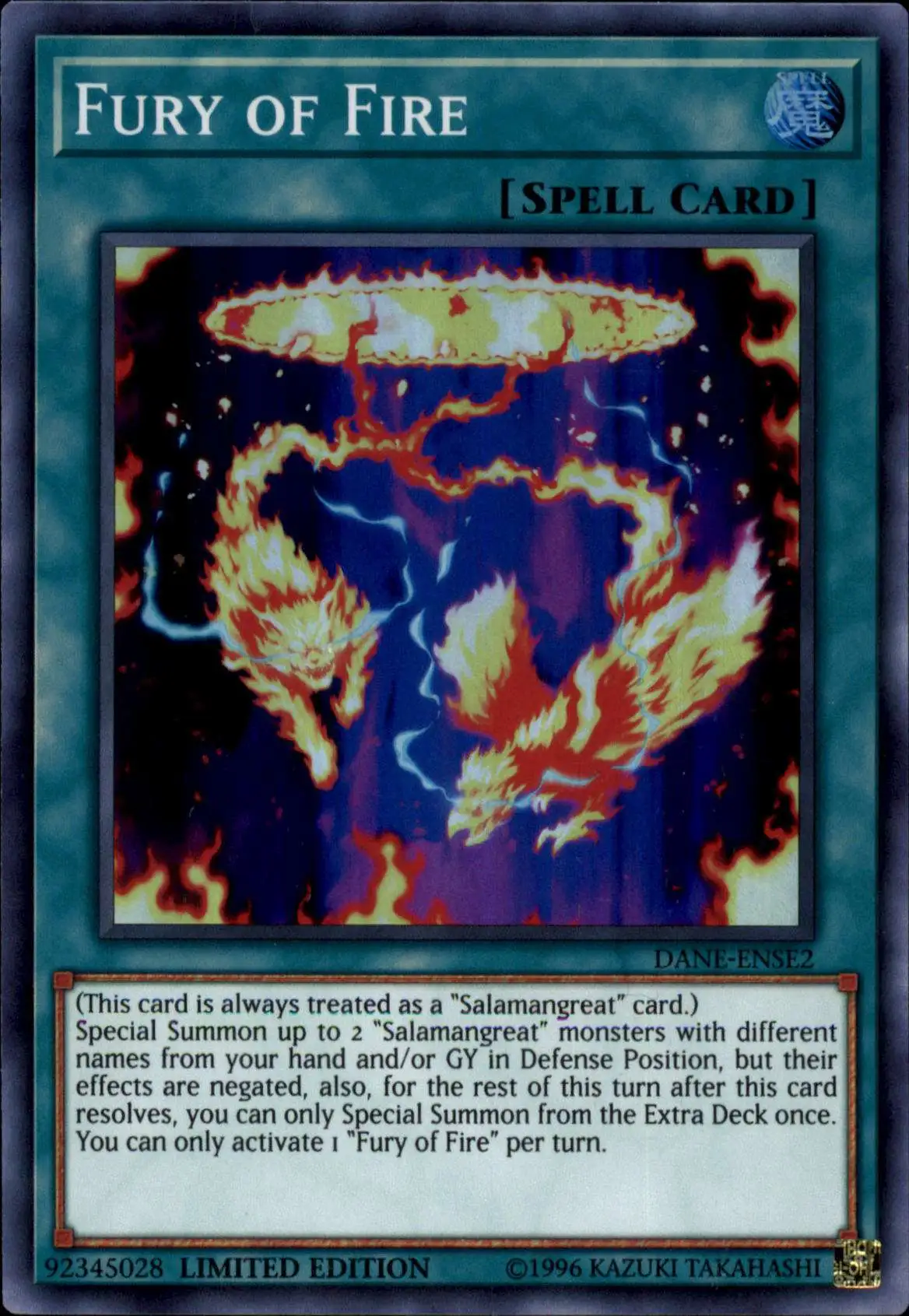 YuGiOh Dark Neostorm Super Rare Fury of Fire DANE-ENSE2