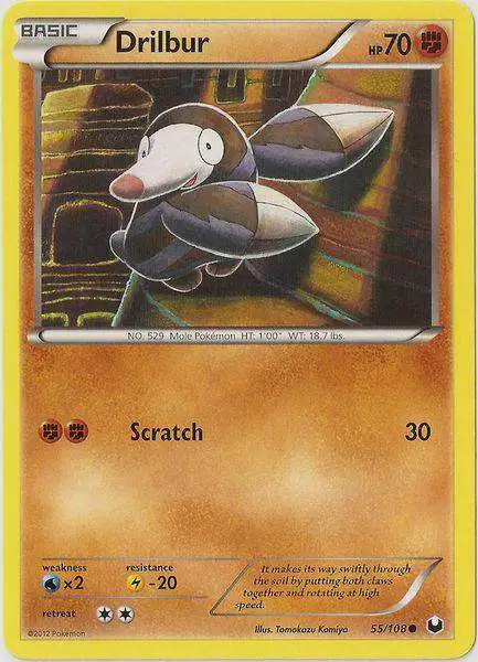 Pokemon Trading Card Game Black & White Dark Explorers Common Drilbur #55