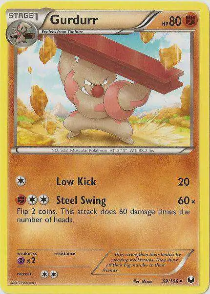 Pokemon Trading Card Game Black & White Dark Explorers Uncommon Gurdurr #59