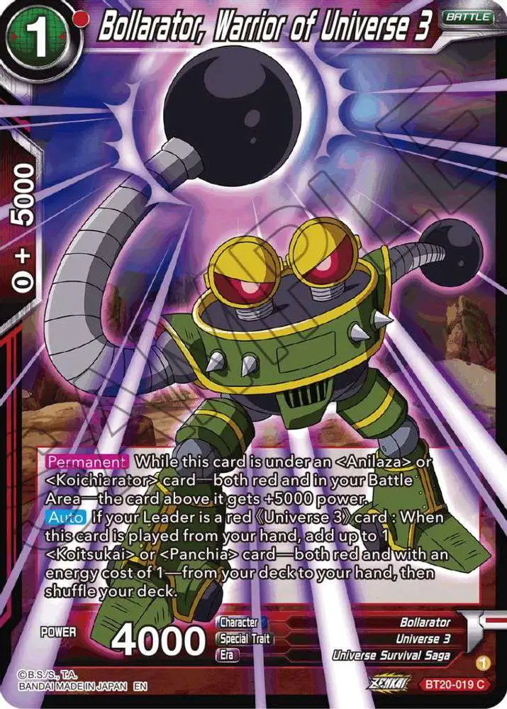 Dragon Ball Super Trading Card Game Power Absorbed Common Bollarator, Warrior of Universe 3 BT20-019