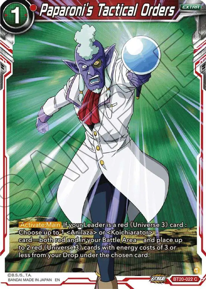 Dragon Ball Super Trading Card Game Power Absorbed Common Paparoni's Tactical Orders BT20-022