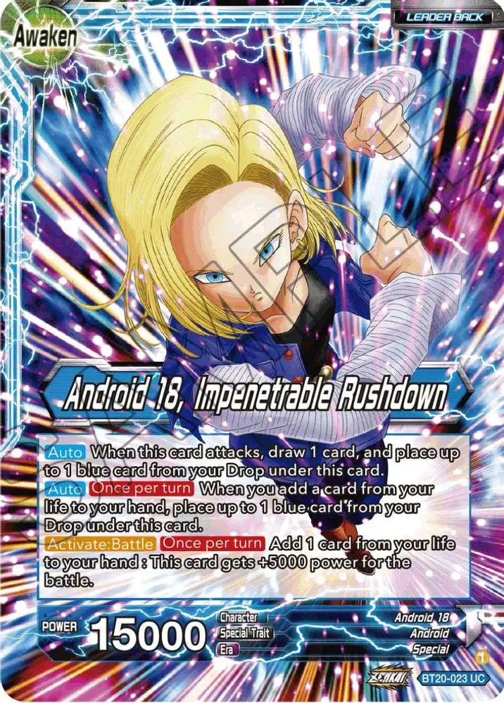 Dragon Ball Super Trading Card Game Power Absorbed Uncommon Android 18 // Android 18, Impenetrable Rushdown BT20-023