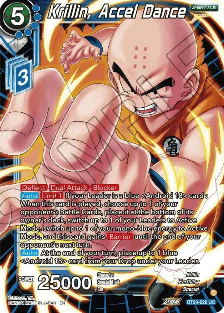 Dragon Ball Super Trading Card Game Power Absorbed Uncommon Krillin, Accel Dance BT20-026