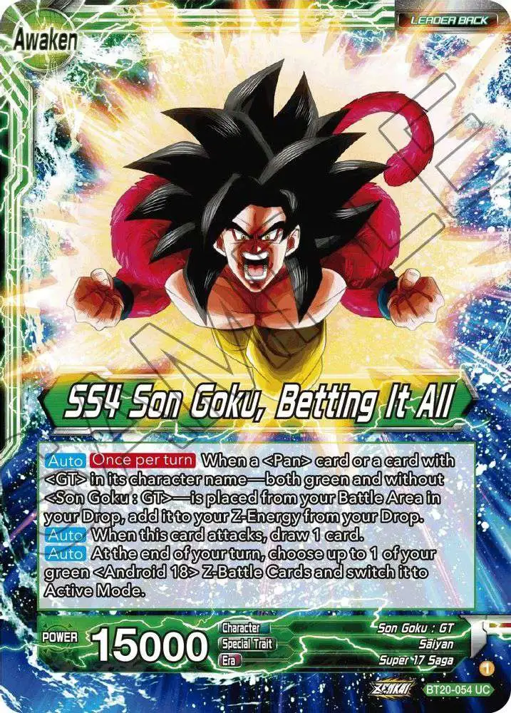 Dragon Ball Super Trading Card Game Power Absorbed Uncommon Son Goku // SS4 Son Goku, Betting It All BT20-054