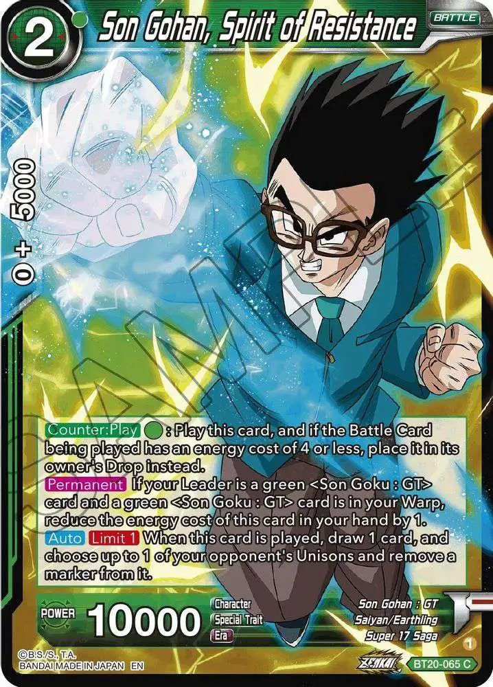 Dragon Ball Super Trading Card Game Power Absorbed Common Son Gohan, Spirit of Resistance BT20-065