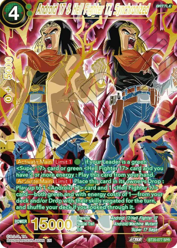 Dragon Ball Super Trading Card Game Power Absorbed Special Rare Android 17 & Hell Fighter 17, Synchronized BT20-077 [SPR]