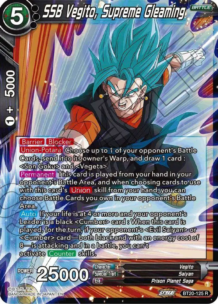 Dragon Ball Super Trading Card Game Power Absorbed Single Card Rare SSB  Vegito, Supreme Gleaming BT20-125 - ToyWiz