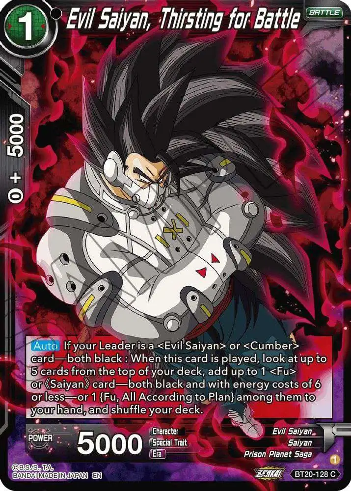 Dragon Ball Super Trading Card Game Power Absorbed Common Evil Saiyan, Thirsting for Battle BT20-128