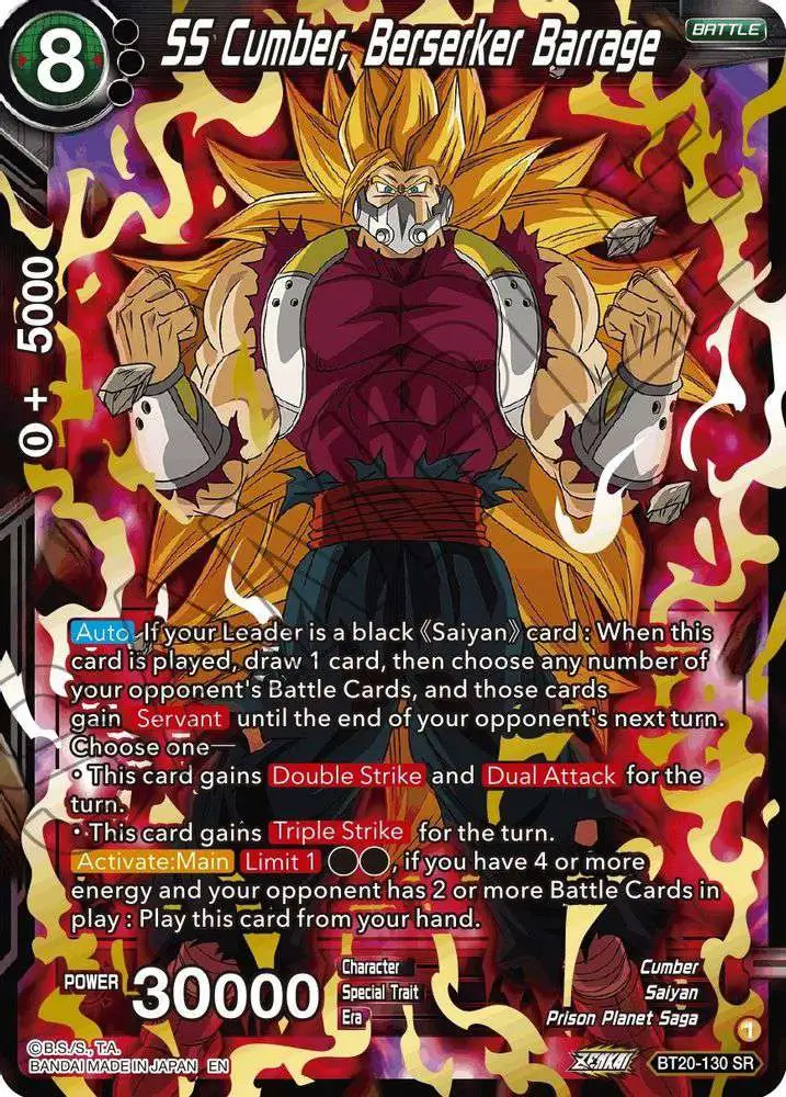 Dragon Ball Super Trading Card Game Power Absorbed Super Rare SS Cumber, Berserker Barrage BT20-130