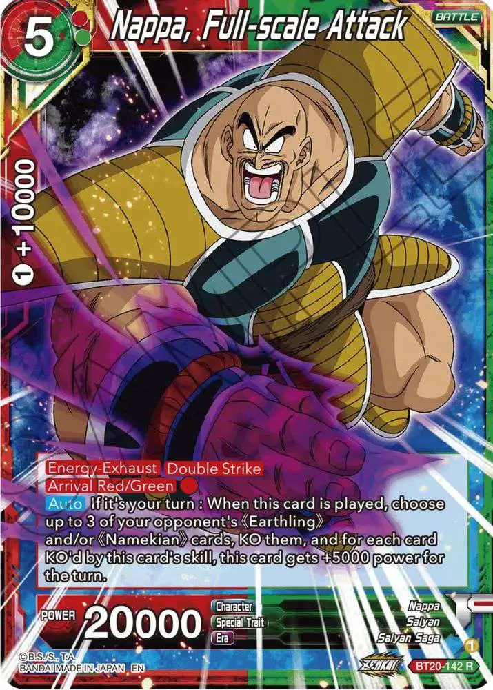 Dragon Ball Super Trading Card Game Power Absorbed Rare Nappa, Full-scale Attack BT20-142