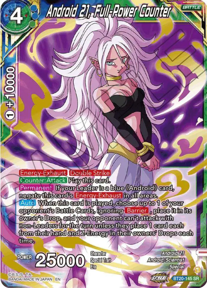 Dragon Ball Super Trading Card Game Power Absorbed Super Rare Android 21, Full-Power Counter BT20-145