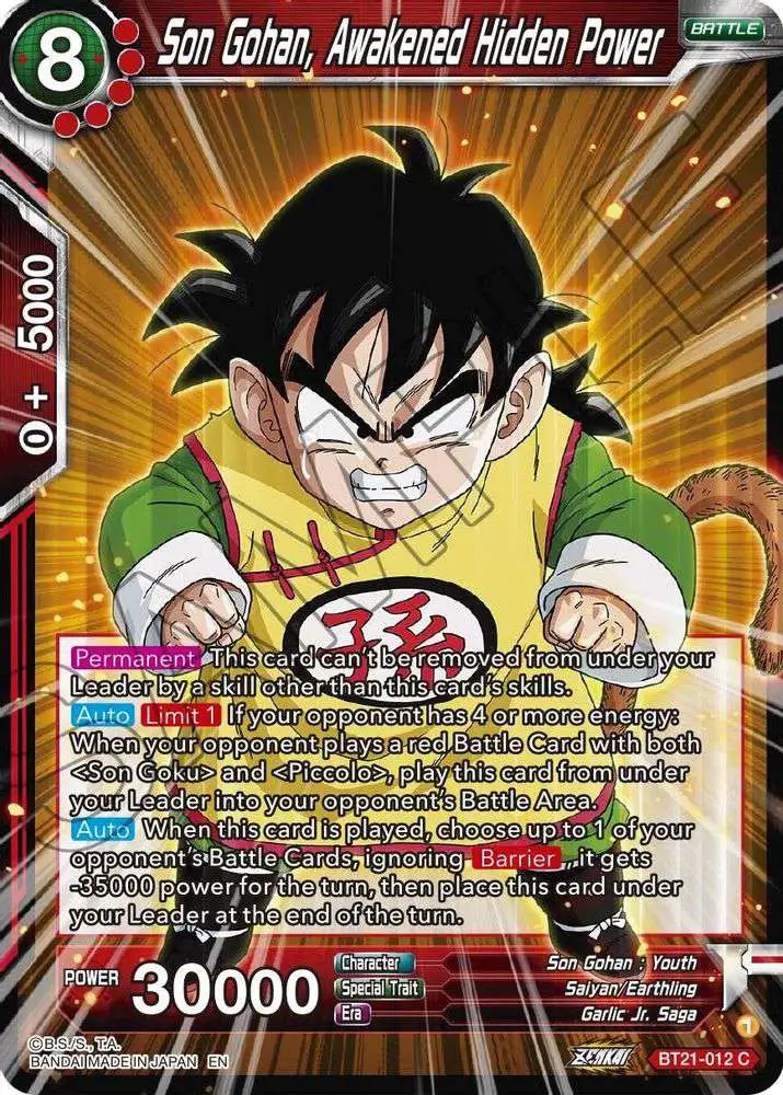 Dragon Ball Super Trading Card Game Wild Resurgence Common Son Gohan, Awakened Hidden Power BT21-012