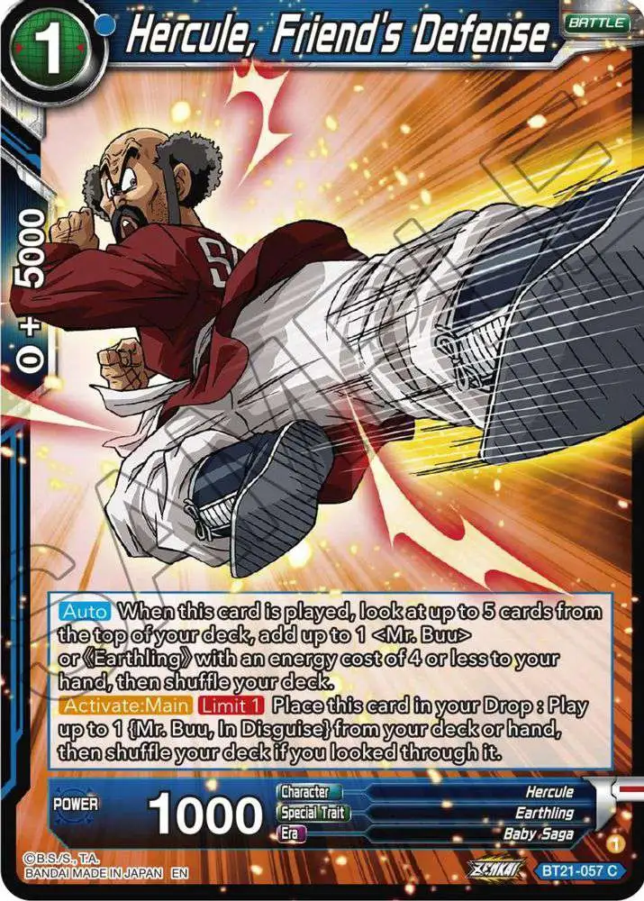 Dragon Ball Super Trading Card Game Wild Resurgence Common Hercule, Friend's Defense BT21-057