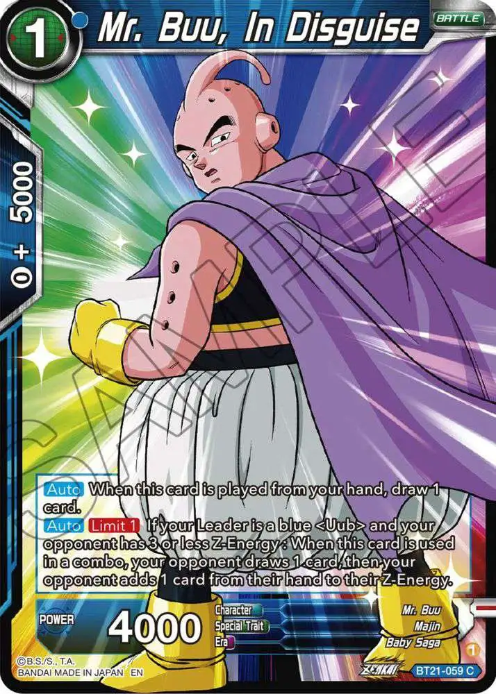 Dragon Ball Super Trading Card Game Wild Resurgence Common Mr. Buu, In Disguise BT21-059