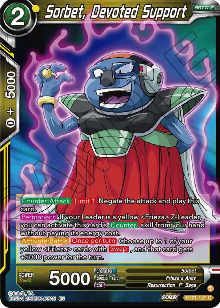 Dragon Ball Super Trading Card Game Wild Resurgence Common Sorbet, Devoted Support BT21-127