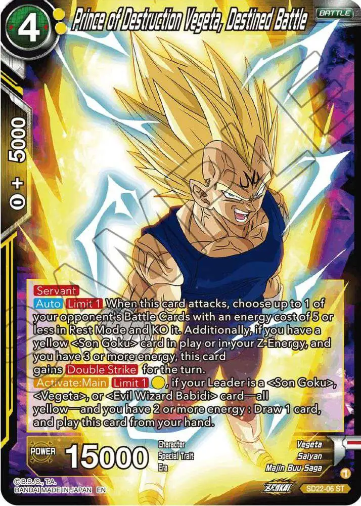 Dragon Ball Super Trading Card Game Power Absorbed Starter Rare Prince of Destruction Vegeta, Destined Battle SD22-06