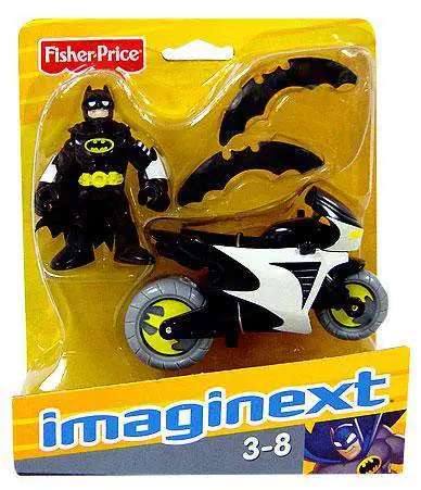 Fisher Price DC Super Friends Imaginext Batman Batcycle 3 Figure Set Black  Suit - ToyWiz