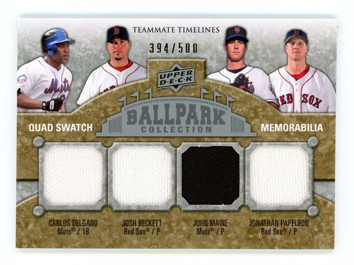 MLB Topps 2009 Ballpark Collection 394/500 Teammate Timelines Delgado / Beckett / Maine / Papelbon #262