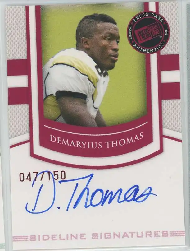 NCAA 2010 Press Pass Demaryius Thomas Blue Ink Autograph Autographed Single Card SS-DT [Rookie]