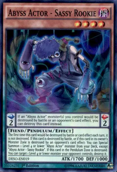 YuGiOh Destiny Soldiers Super Rare Abyss Actor - Sassy Rookie DESO-EN019