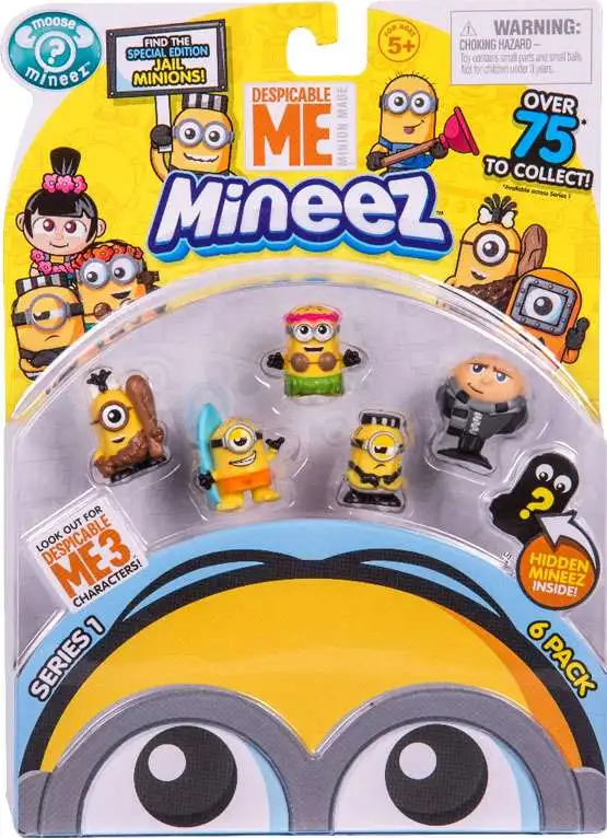 Despicable Me Minions Mineez Series 1 Cro-Minion, Surf's Up Minion, Luau Jerry, Jail Time Mel & Gru Mini Figure 6-Pack