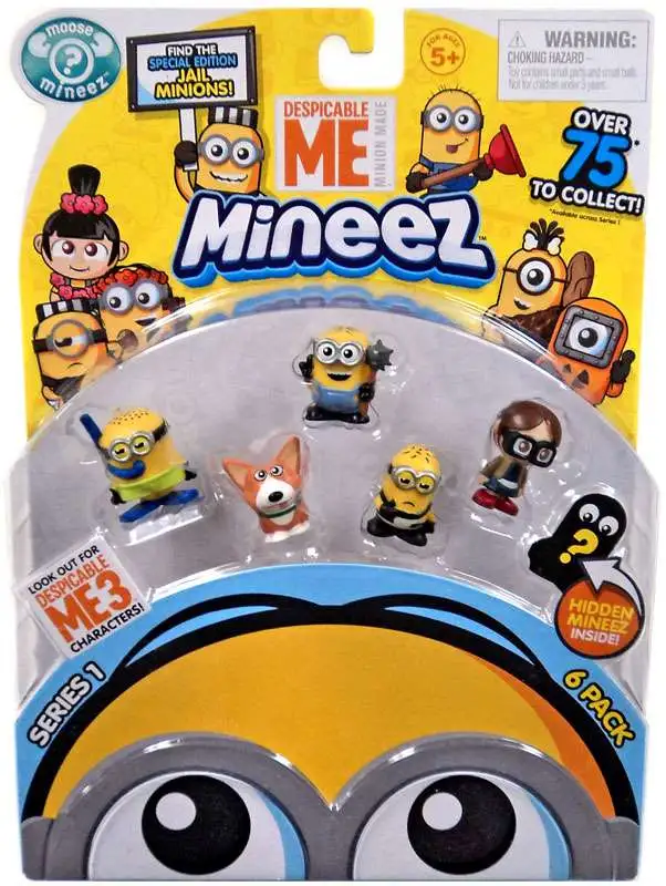 Despicable Me Minions Mineez Series 1 Snorkeling Minion, Yard Dog, Masher Minion, Locked Up Minion & Margo Mini Figure 6-Pack