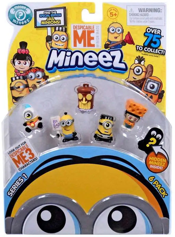 Despicable Me Minions Mineez Series 1 Baby Minion, Picketing Minion, Tiki Trash Can, Innocent Minion & Say Cheese Agnes Mini Figure 6-Pack