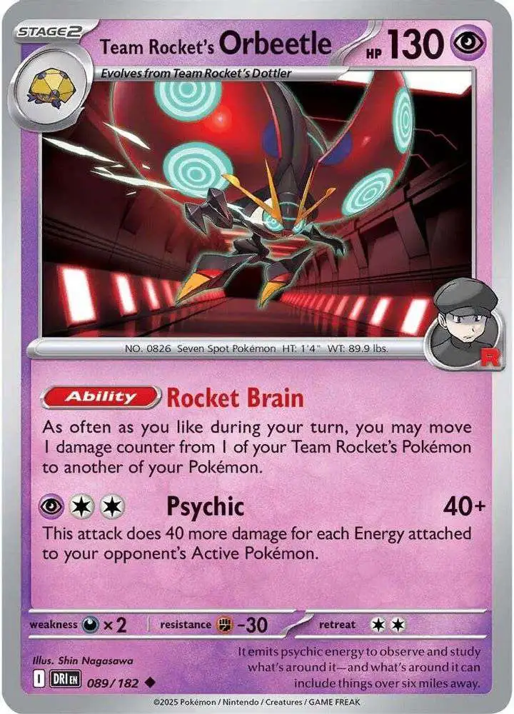 Pokemon Trading Card Game Destined Rivals Uncommon Team Rocket's Orbeetle #89