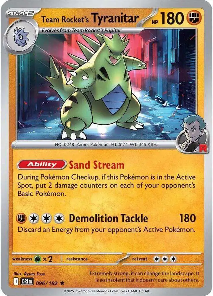 Pokemon Trading Card Game Destined Rivals Rare Team Rocket's Tyranitar #96