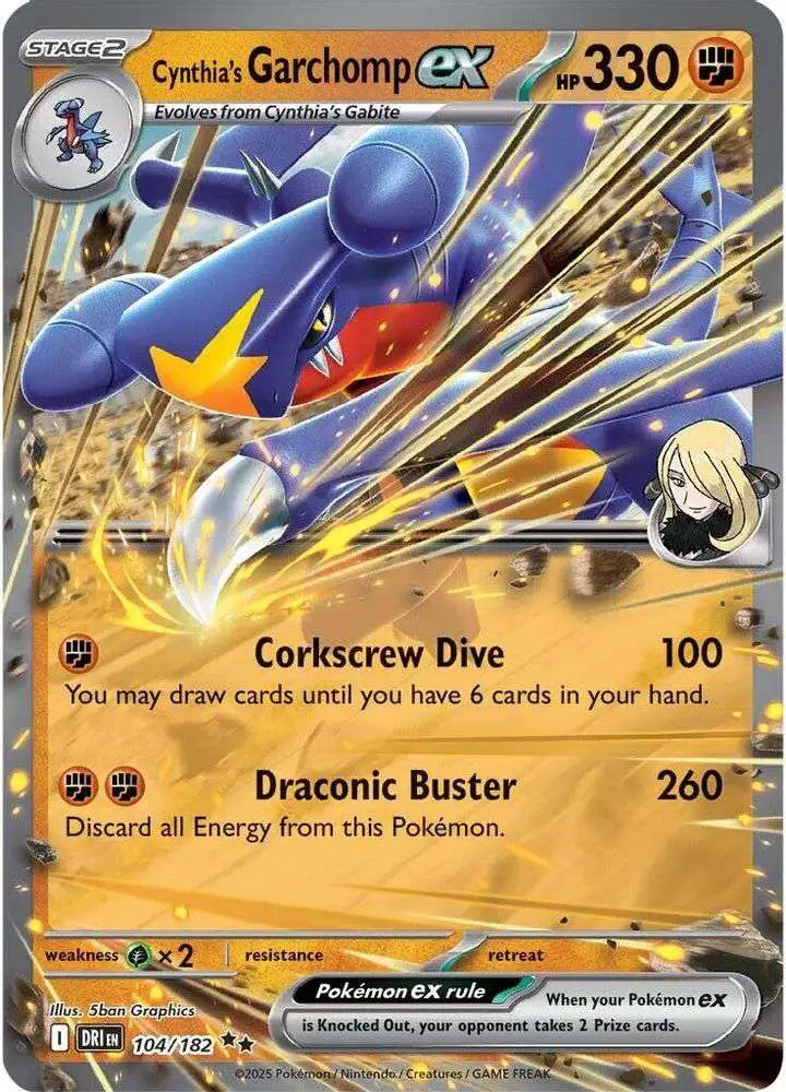 Pokemon Trading Card Game Destined Rivals Double Rare Cynthia's Garchomp ex #104