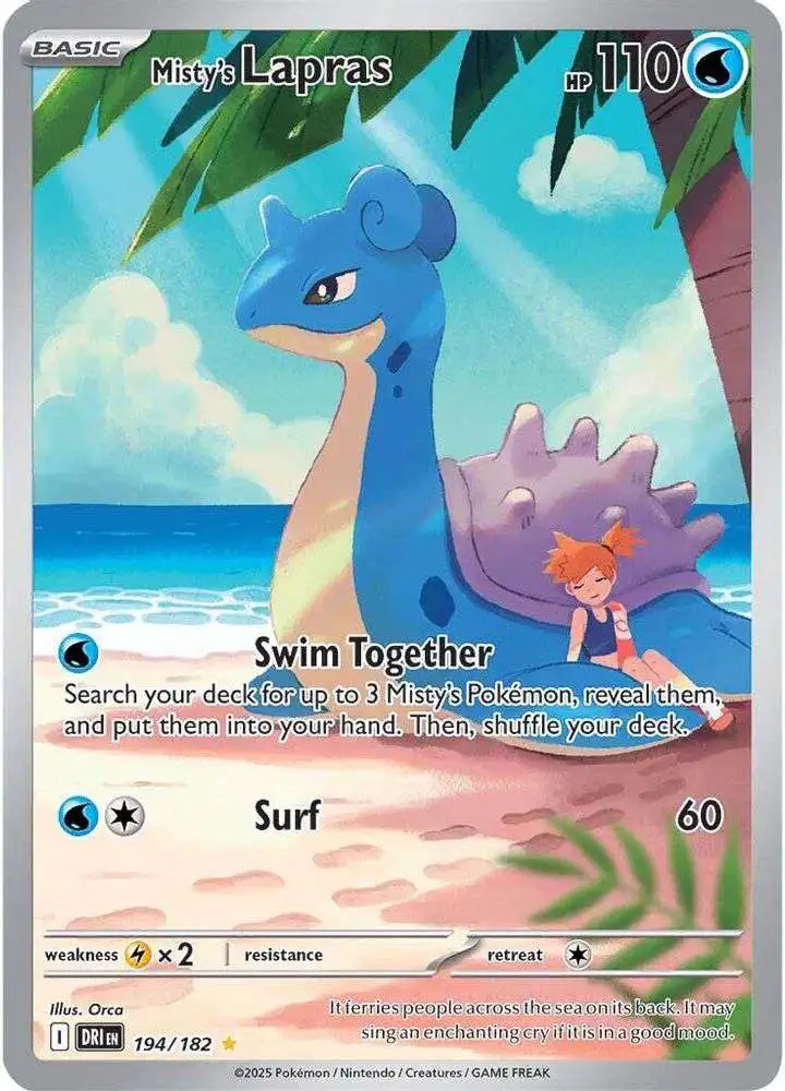 Pokemon Trading Card Game Destined Rivals Illustration Rare Misty's Lapras #194