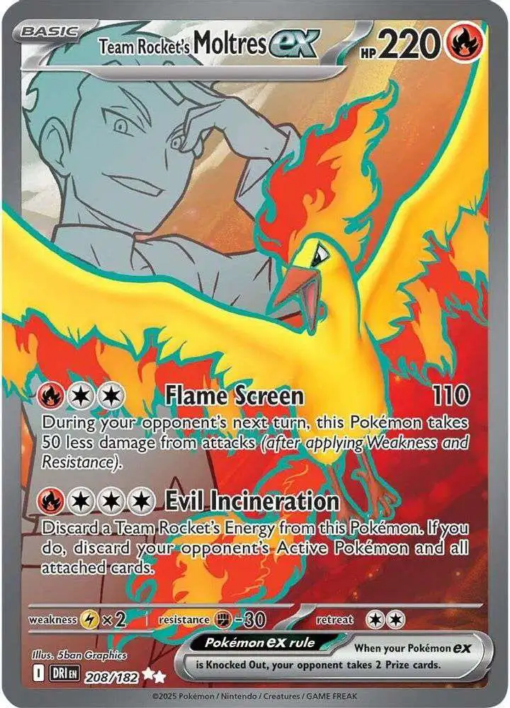 Pokemon Trading Card Game Destined Rivals Ultra Rare Team Rocket's Moltres ex #208
