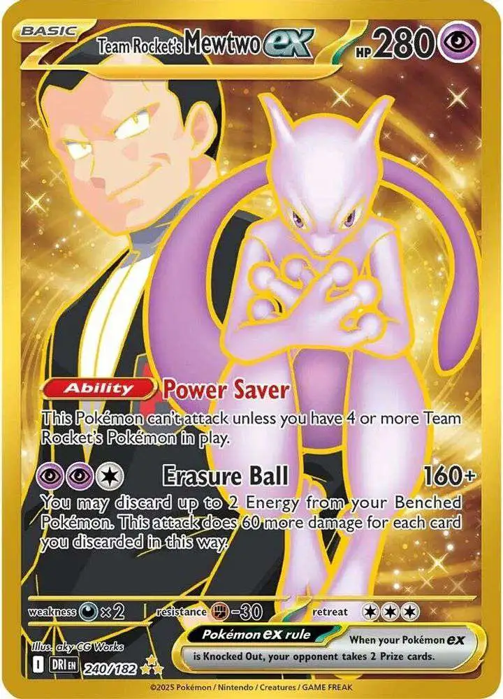 Pokemon Trading Card Game Destined Rivals Hyper Rare Team Rocket's Mewtwo ex #240