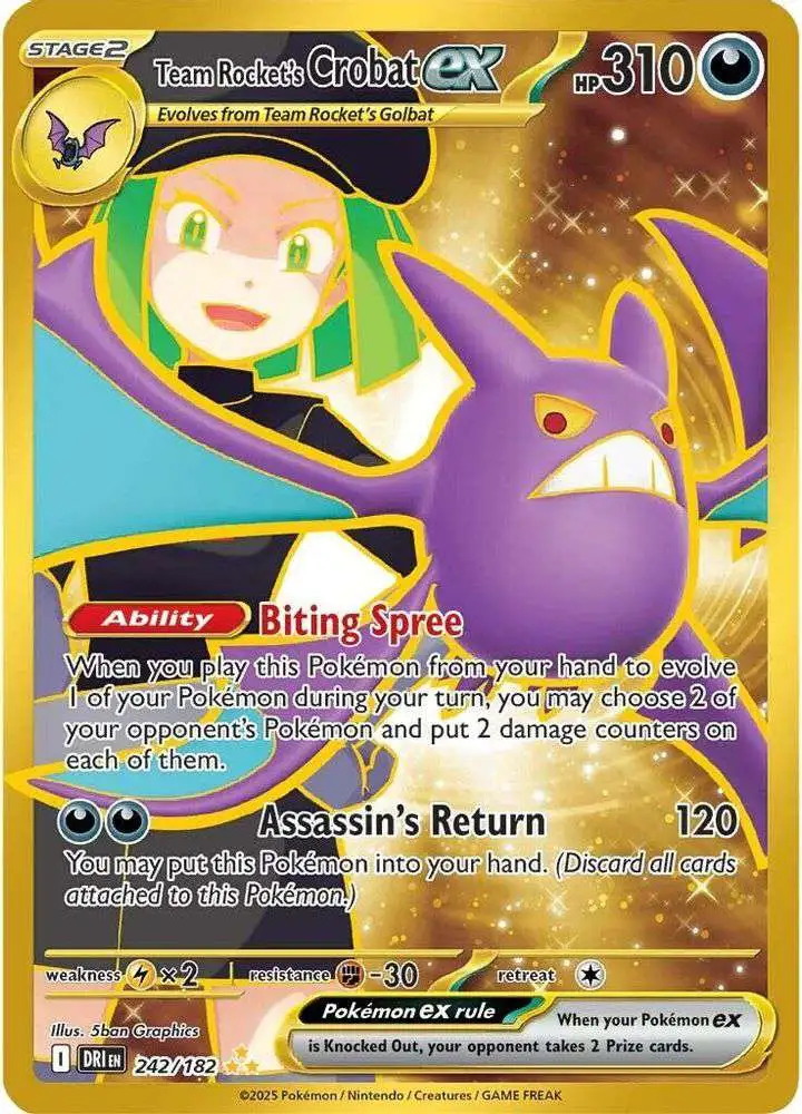 Pokemon Trading Card Game Destined Rivals Hyper Rare Team Rocket's Crobat ex #242