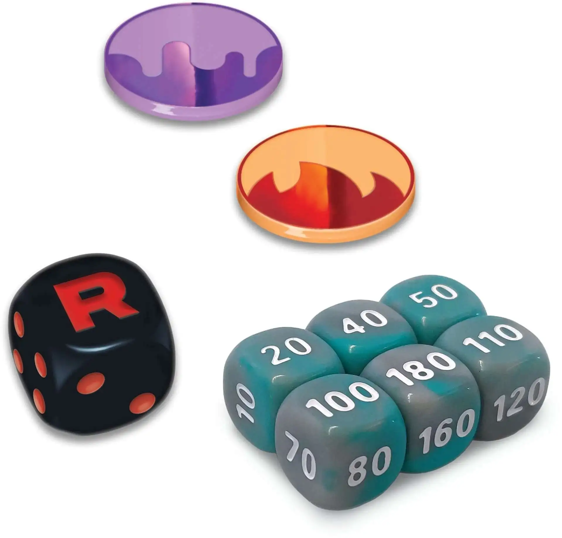 Pokemon Scarlet & Violet Destined Rivals Damage Counter Dice, Coin-Flip Die & 2 Condition Markers