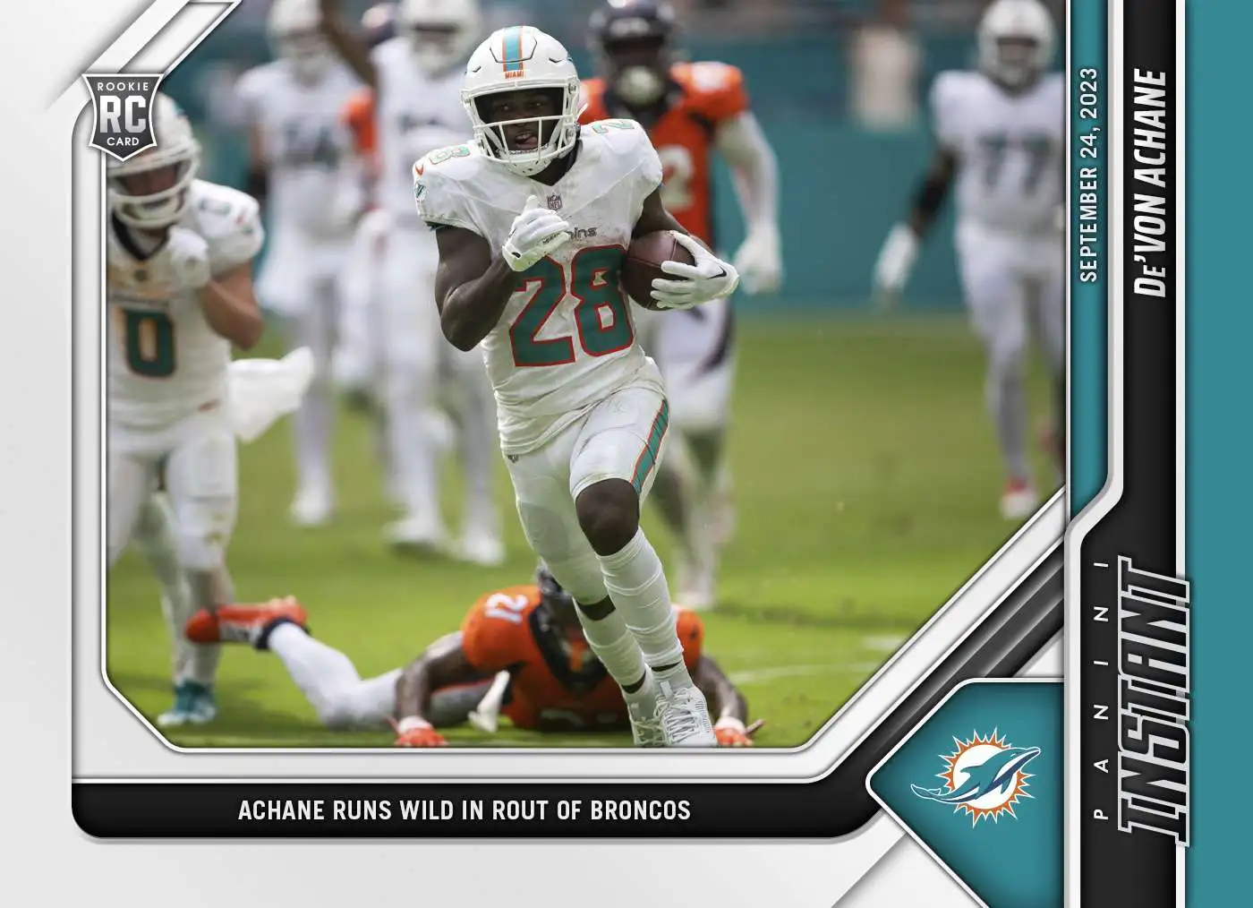NFL Miami Dolphins 2023 Panini Instant Football De'Von Achane #5 [Rookie, Runs Wild in Rout of Broncos]