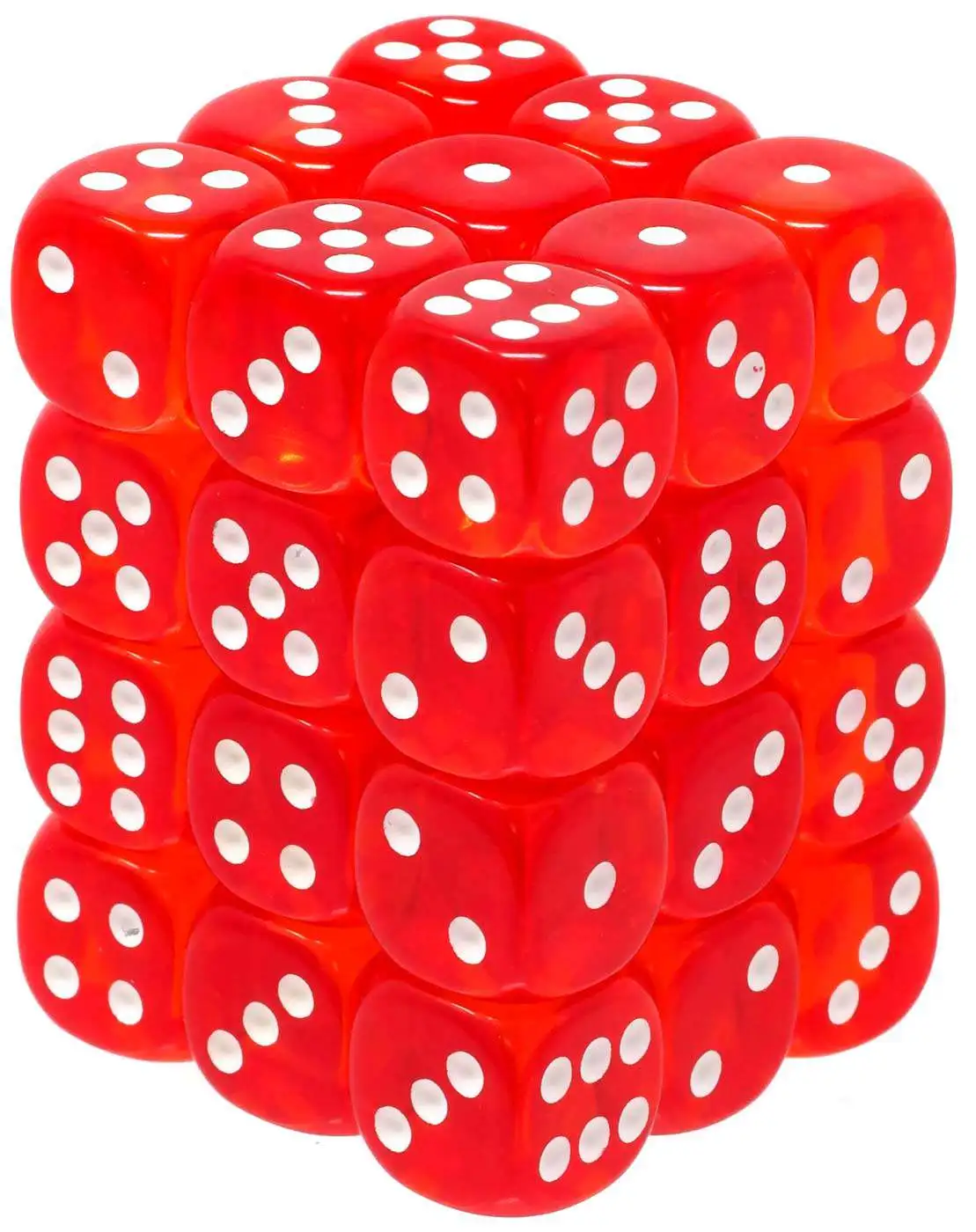 Chessex 6-Sided d6 Orange with White 12mm Dice Pack [Translucent]