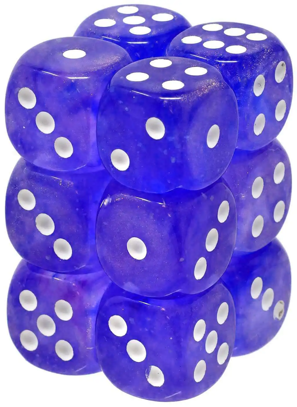 Chessex 6 Sided D6 Borealis Luminary 16mm Dice Pack 27777 Purplewhite Toywiz