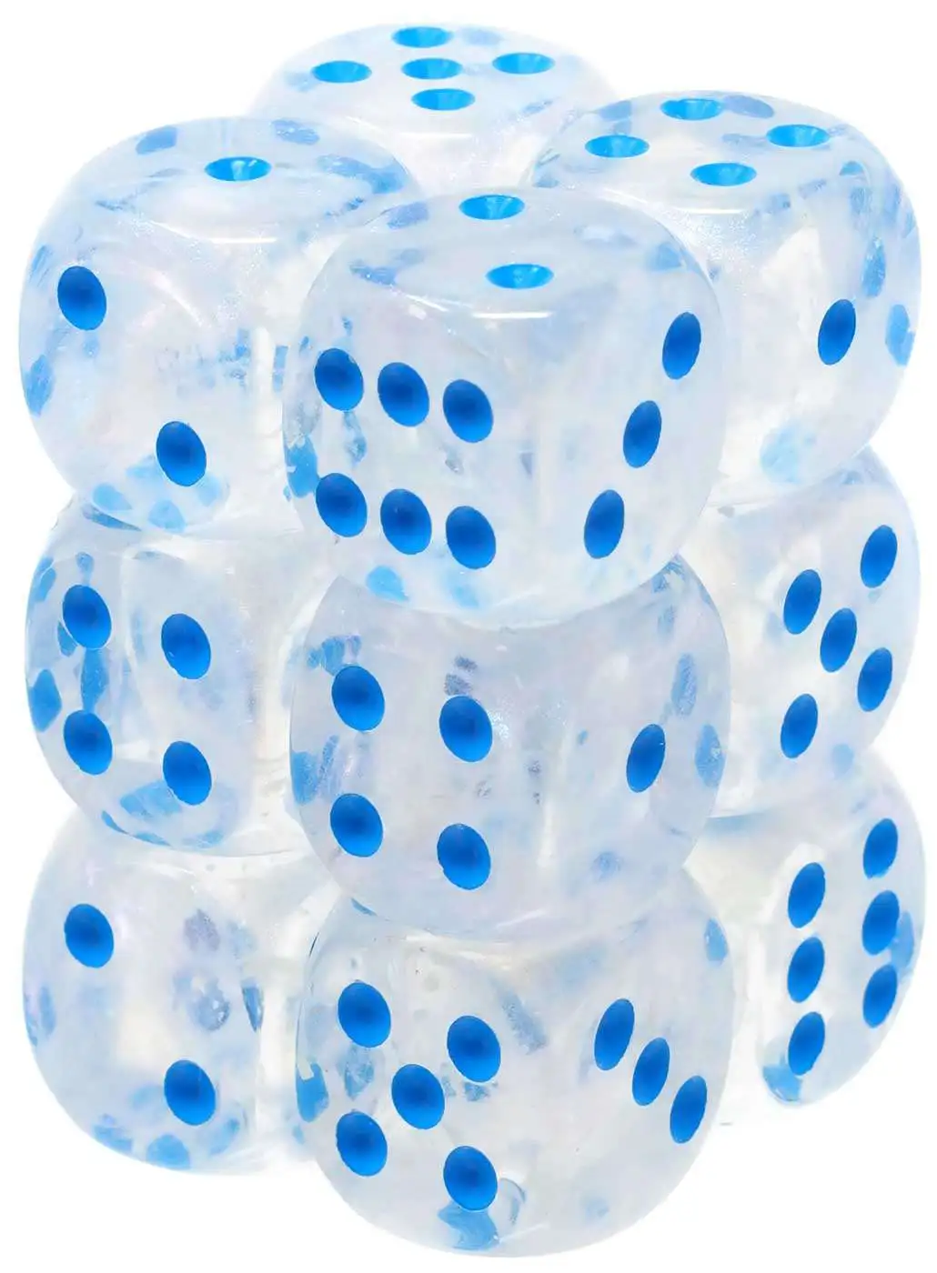 Chessex 6-Sided d6 Borealis Luminary 16mm Dice Pack #27781 [Icicle / Light Blue]