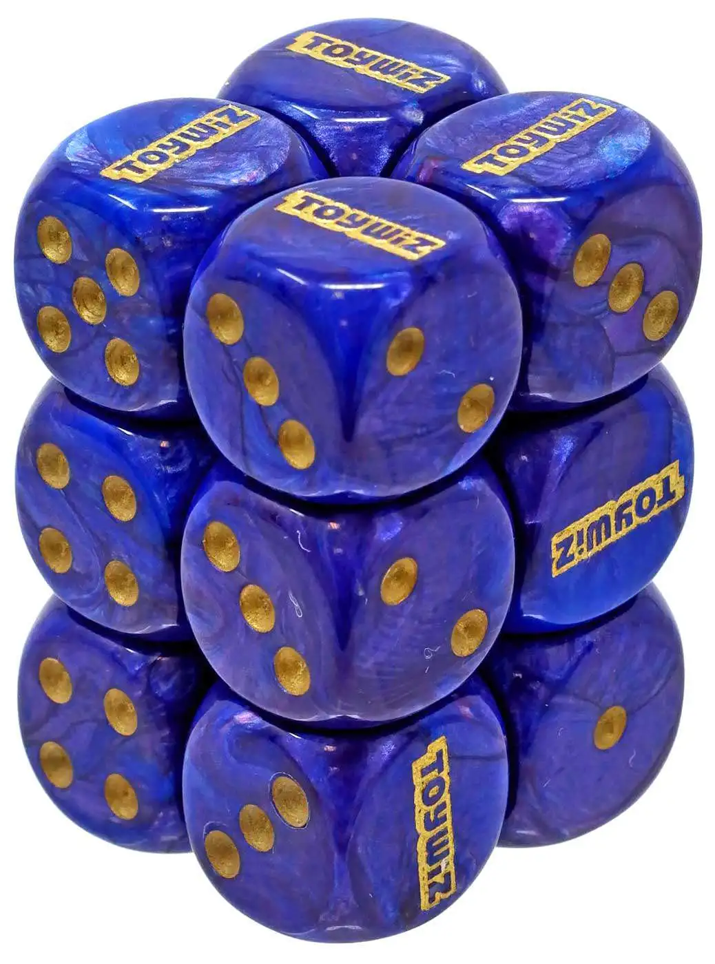 Chessex Toywiz 6-Sided d6 Lustrous Purple with Gold 16mm Dice Pack