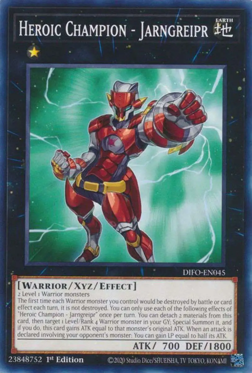 YuGiOh Trading Card Game Dimension Force Common Heroic Champion - Jarngreipr DIFO-EN045