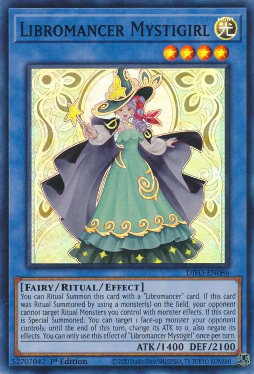 YuGiOh Trading Card Game Dimension Force Super Rare Libromancer Mystigirl DIFO-EN086