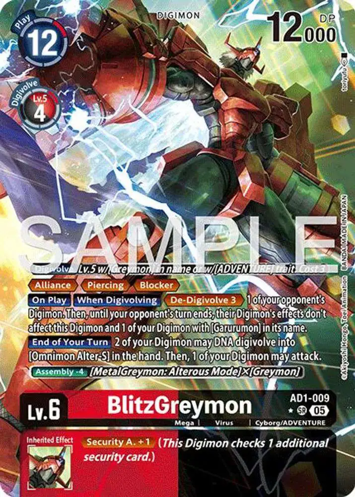 digimon card game blitzgreymon Digimon Trading Card Game Advanced Booster Digimon Generation Single Card  Super Rare BlitzGreymon AD1-009 Alternate Art