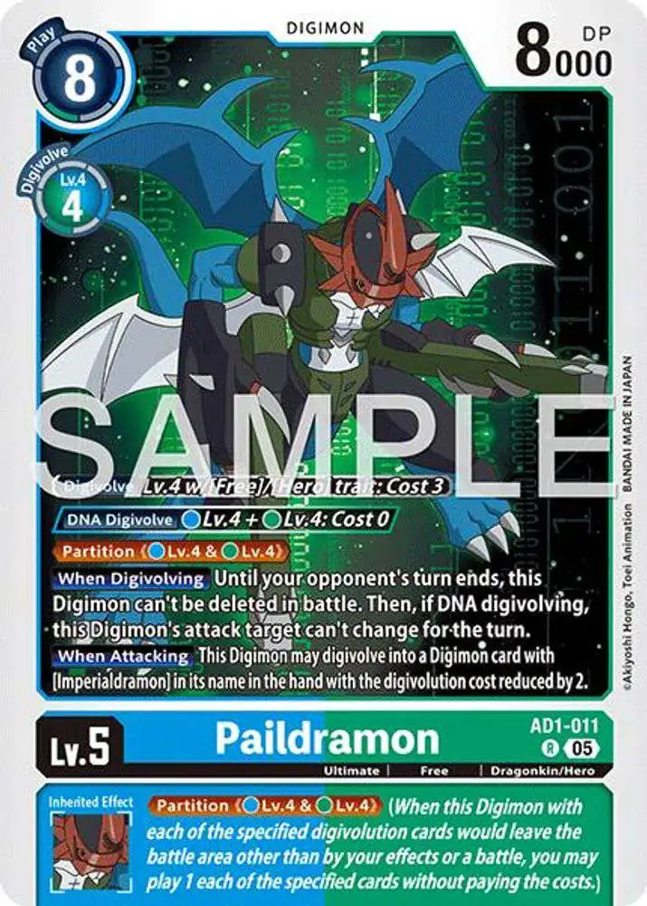 Digimon Trading Card Game Advanced Booster Digimon Generation Single Card  Rare Paildramon AD1-011 - ToyWiz